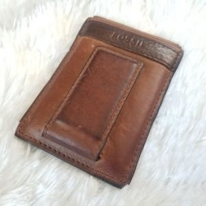 Fossil Brown Leather Money Clip